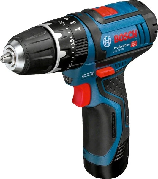 Pistoletë Bosch GSB 12V-15, brushless, 2x bateri 2Ah, 25 sfurqe, zi/kaltër