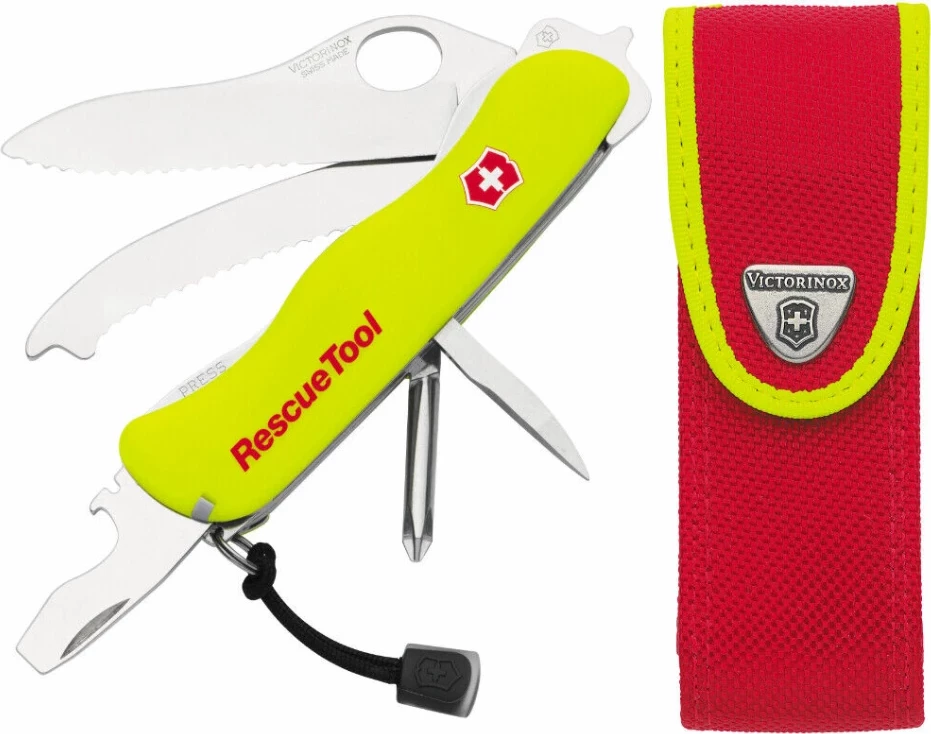 Thikë për shpëtimtarët që hapet me një dorë Victorinox, e verdhë