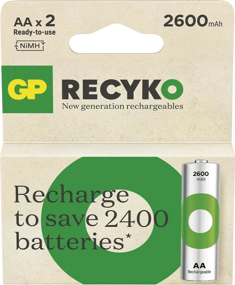 Bateri të rikarikueshme GP ReCyko AA 2600mAh, set prej 2 copë