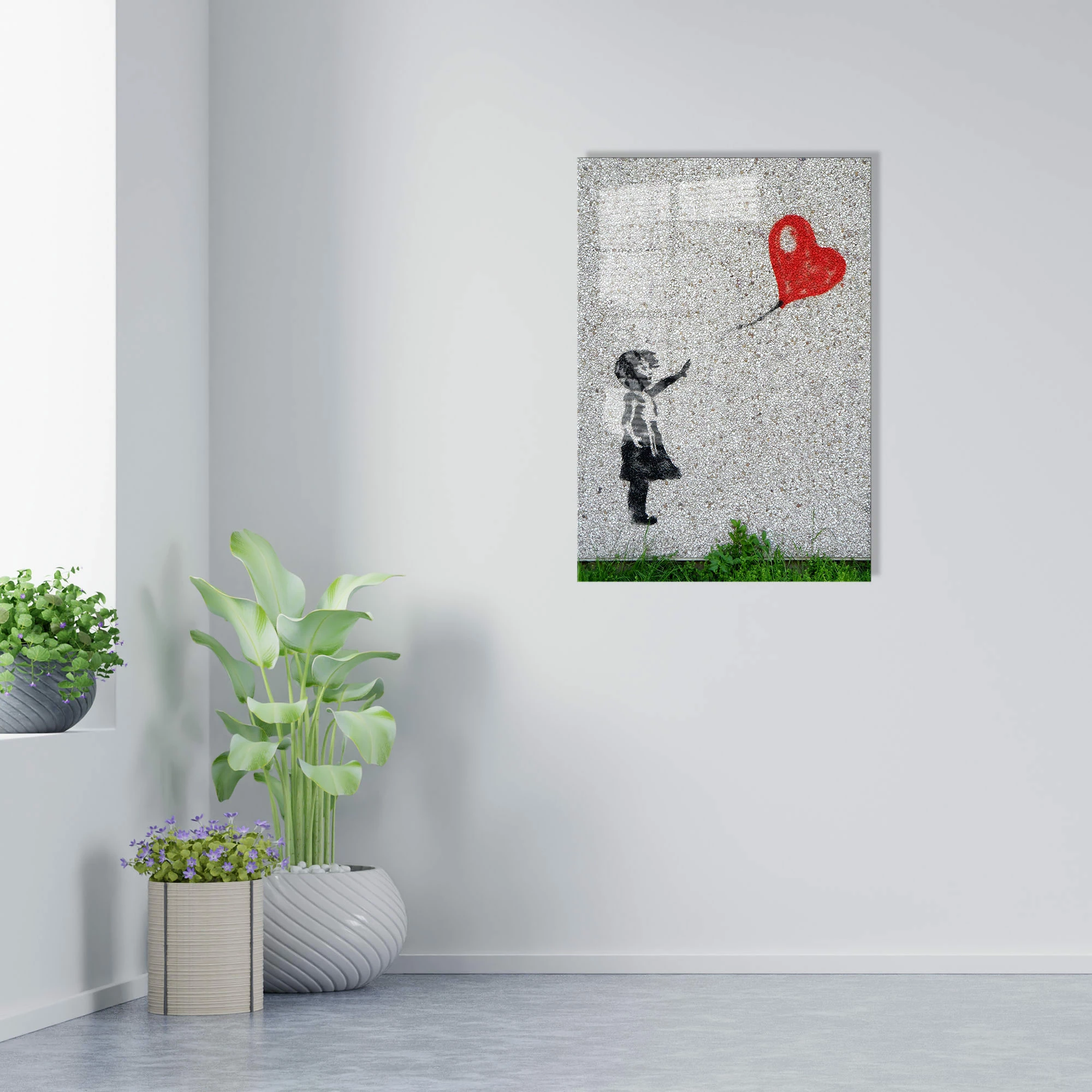 Pikturë dekorative prej xhami të temperuar, Banksy, UV-018, 45x65cm