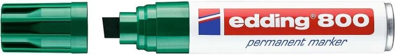 Marker permanent, Edding 800, majë e gjerë e pjerrët, i papërshkueshëm nga uji, tharje e shpejtë, jeshile