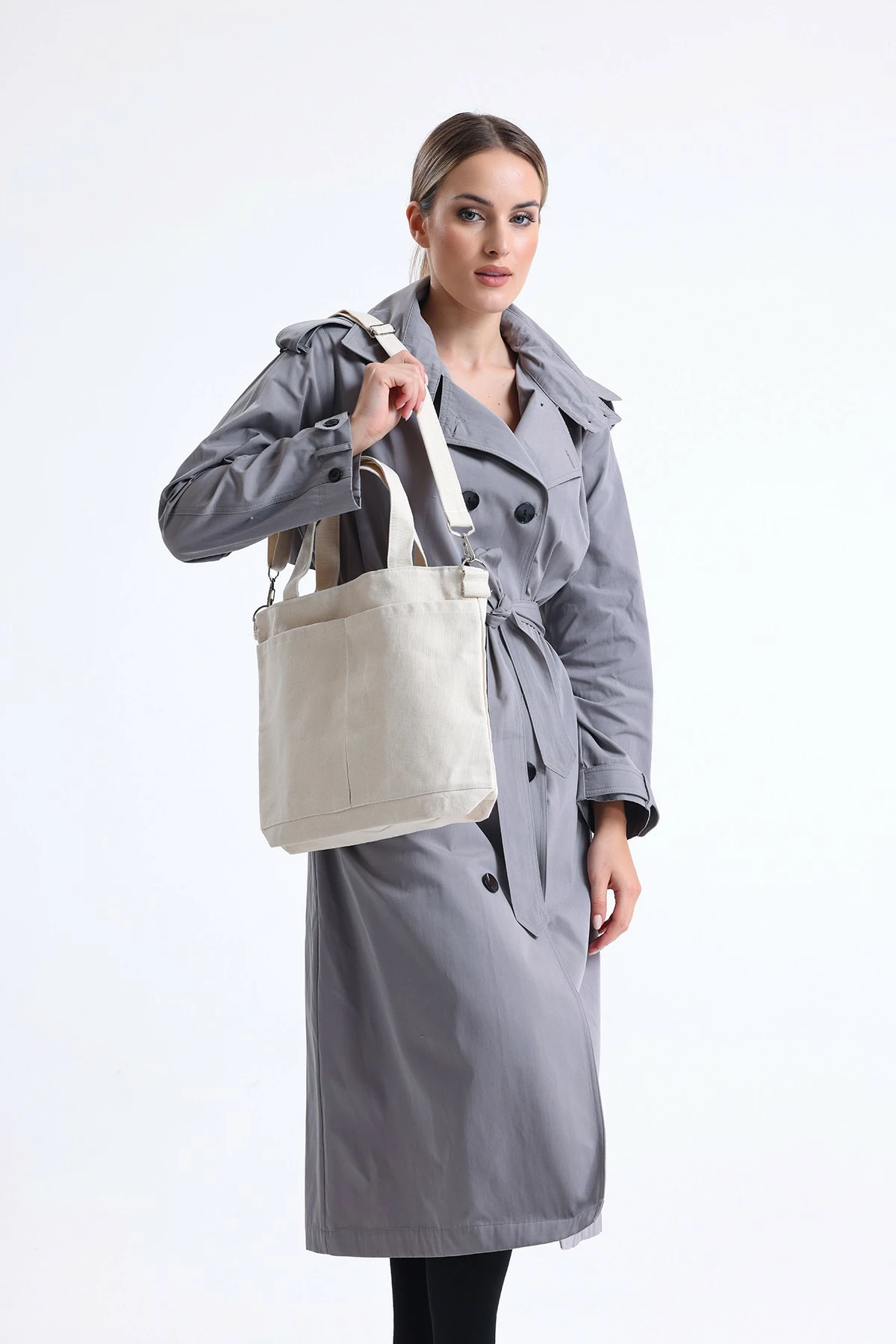 Çantë tote Zoozie Bags, krem, 2062