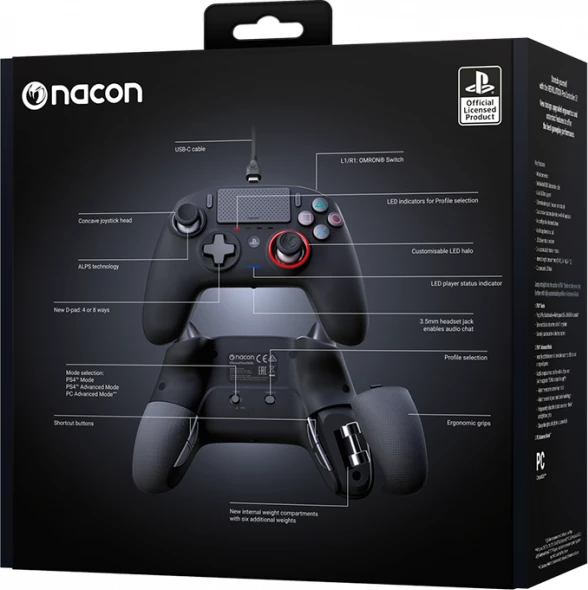 Kontroller gaming Nacon Revolution Pro Controller V3, wireless, RGB, me peshë shtesë, Black