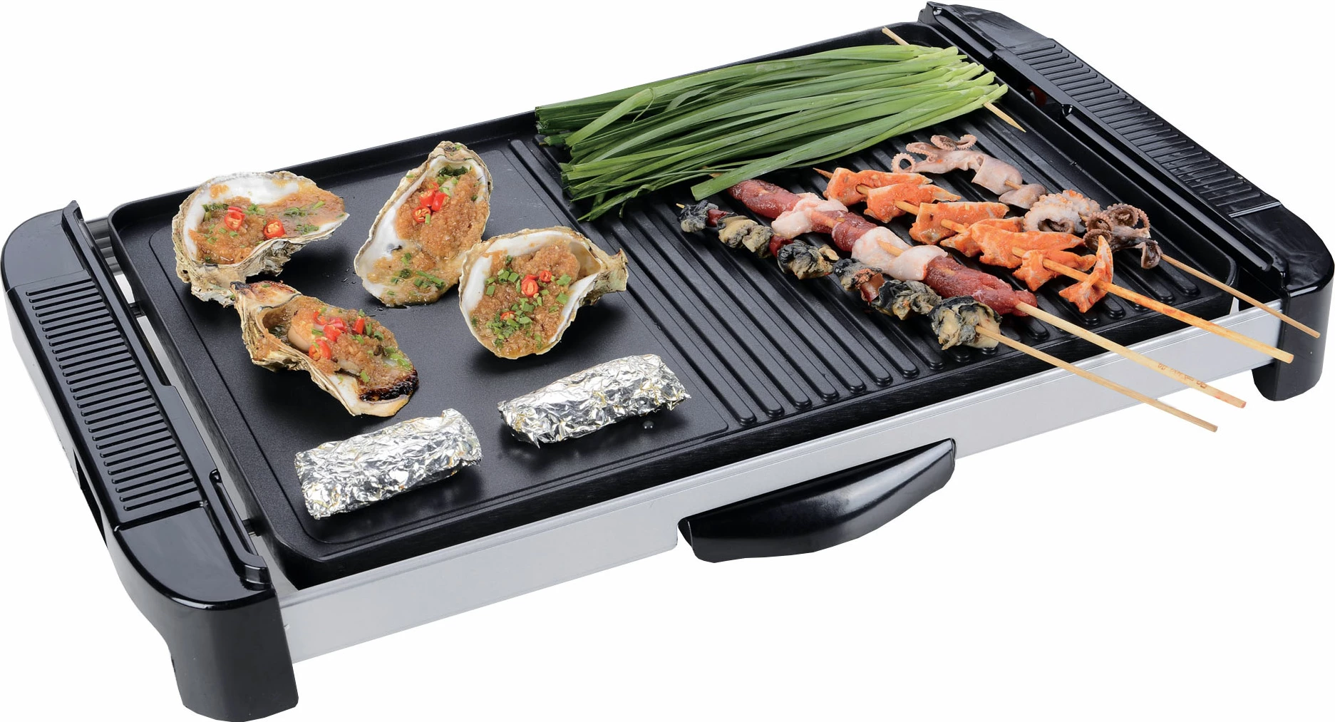Grill elektrik Elit BQ-18 1800W, sipërfaqe XL 48×31.5 cm, dy pllaka, sipërfaqe jo-ngjitëse, rregullim automatik temperature