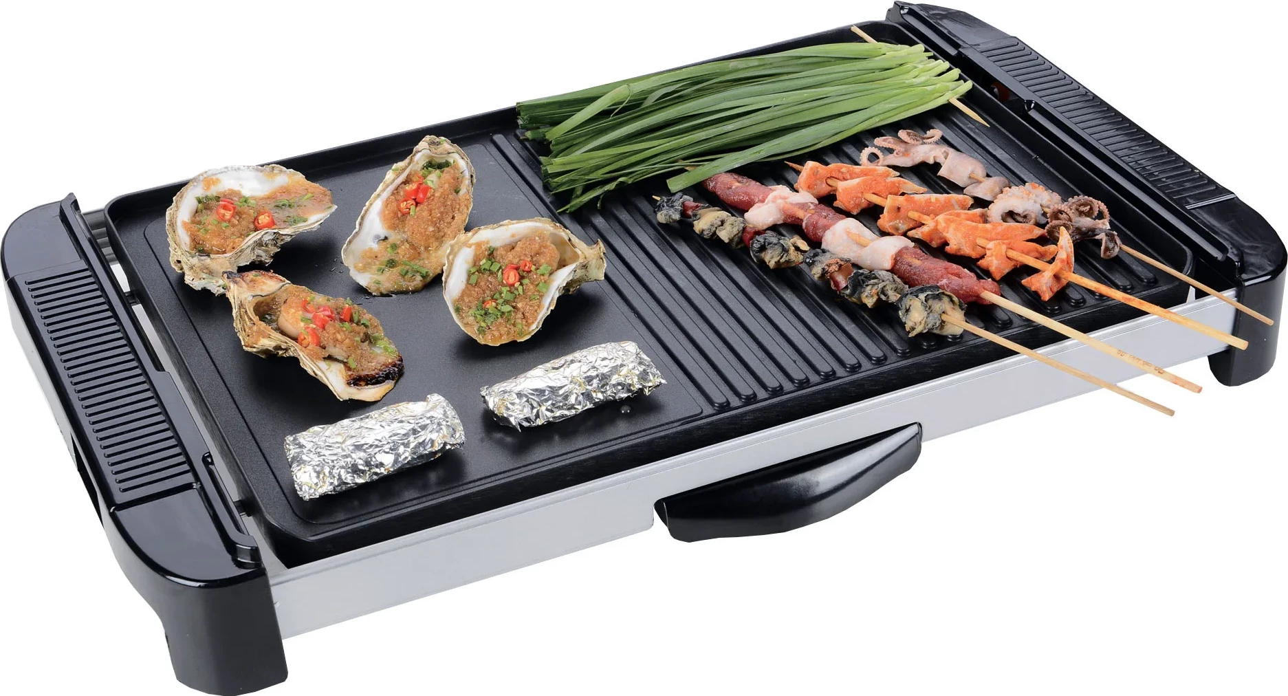 Grill elektrik Elit BQ-18 1800W, sipërfaqe XL 48×31.5 cm, dy pllaka, sipërfaqe jo-ngjitëse, rregullim automatik temperature 6