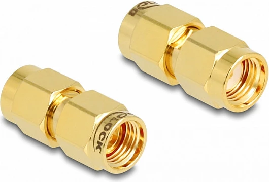 Adapter DeLOCK RP-SMA mashkull në RP-SMA mashkull, 50Ω, i artë