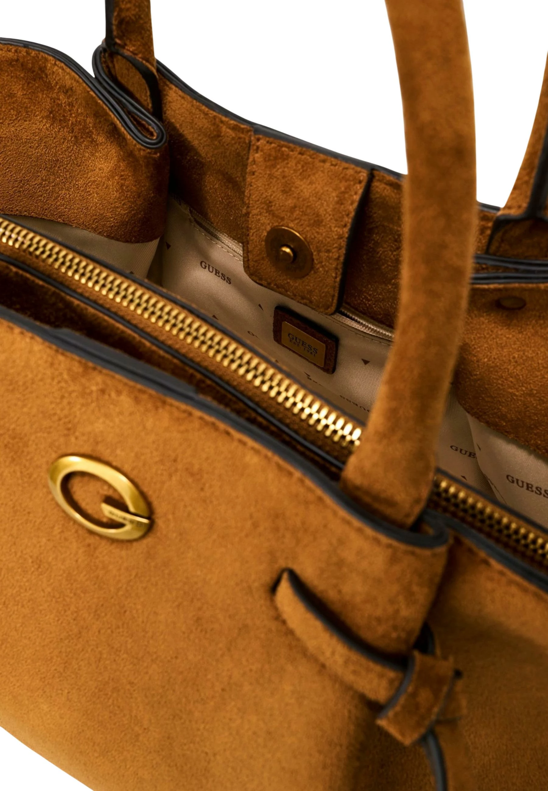 Çantë tote Guess Elyse Girlfriend Sat HWSG22 37060 për femra, ngjyrë lëkure
