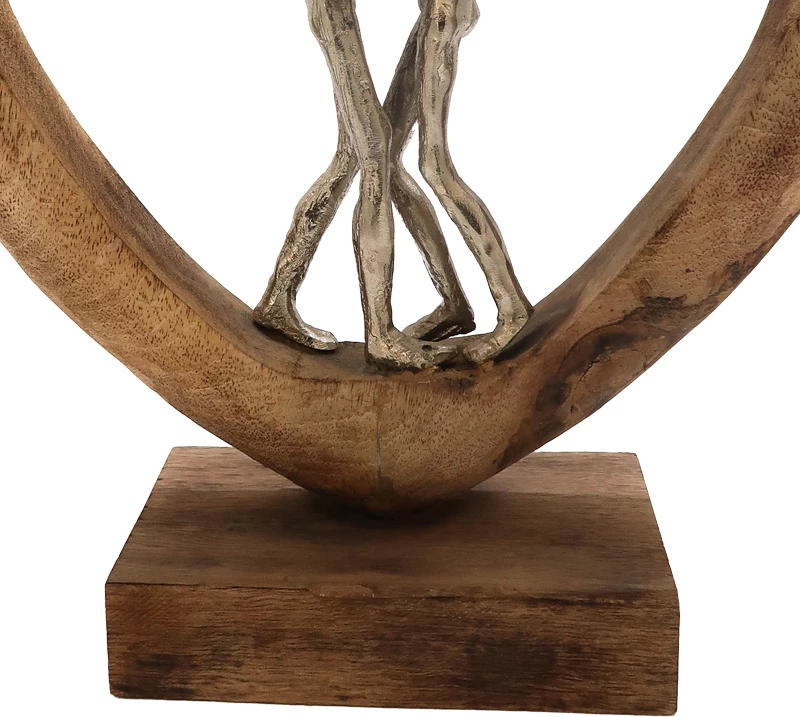 Dekorim tavoline zemër Vrame Inart dru mango-alumin 32x9x35cm