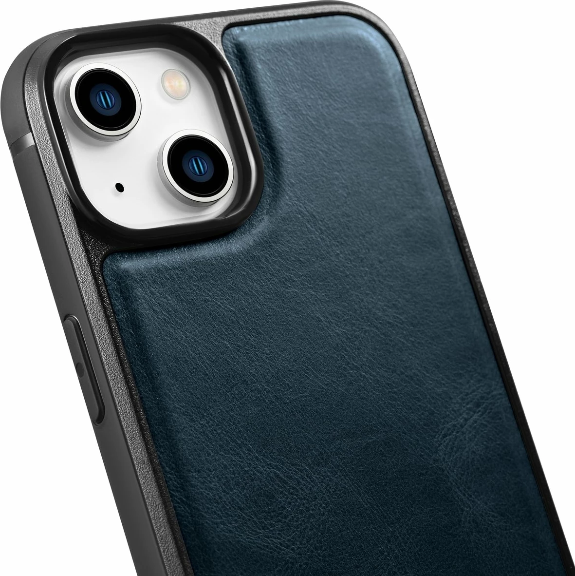 Mbështjellës iCarer për iPhone 14 Plus, lëkurë natyrale, Blu