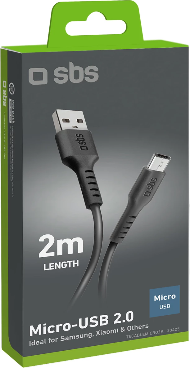 Kabllo USB-A në Micro-USB SBS TECABLEMICRO2K, 2 metra, e zezë