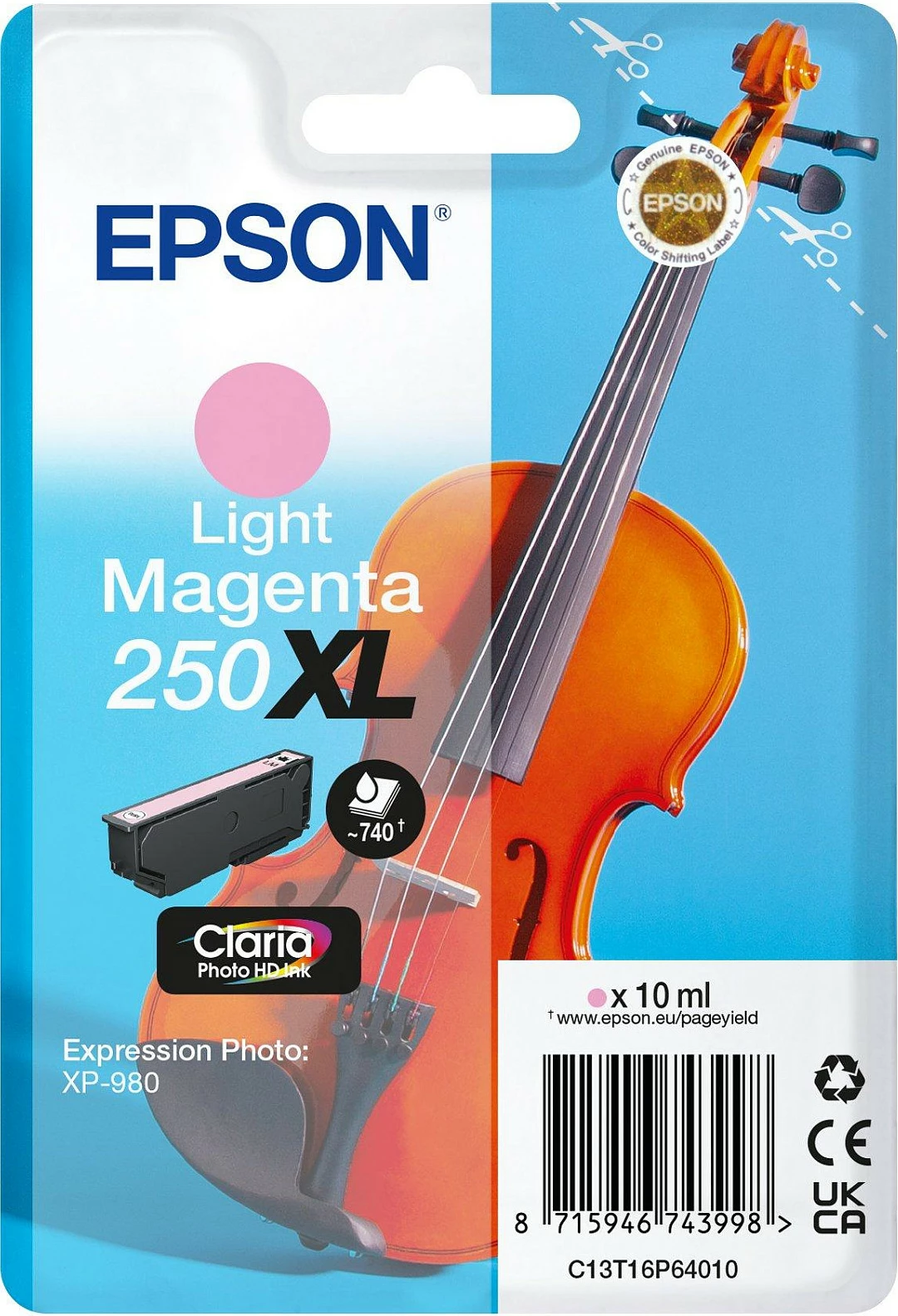 Tinte Epson 250XL Light Magenta, 10ml, për Expression Photo XP-980