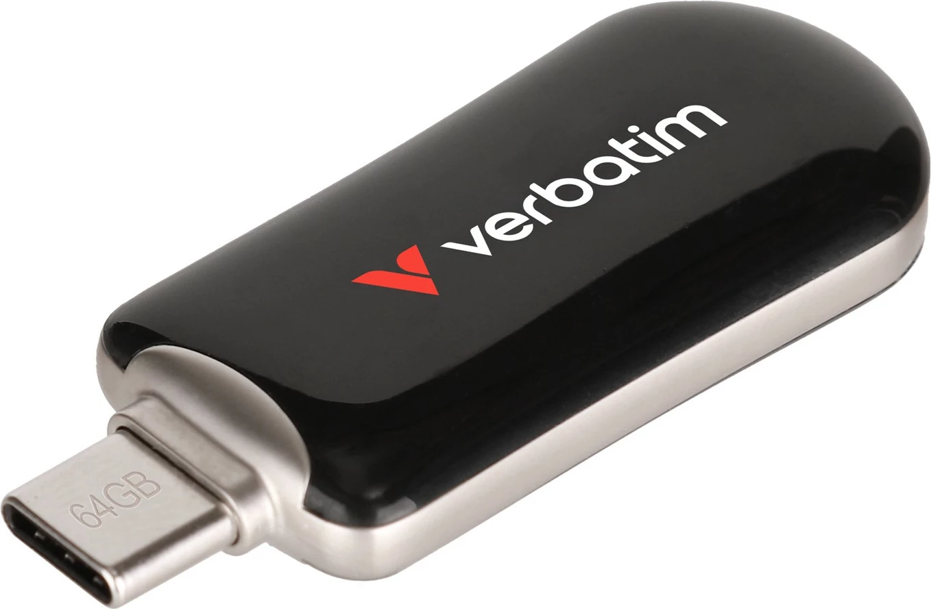 USB Verbatim Plectra 64GB, USB Type-C, 3.2 Gen 1, e zezë