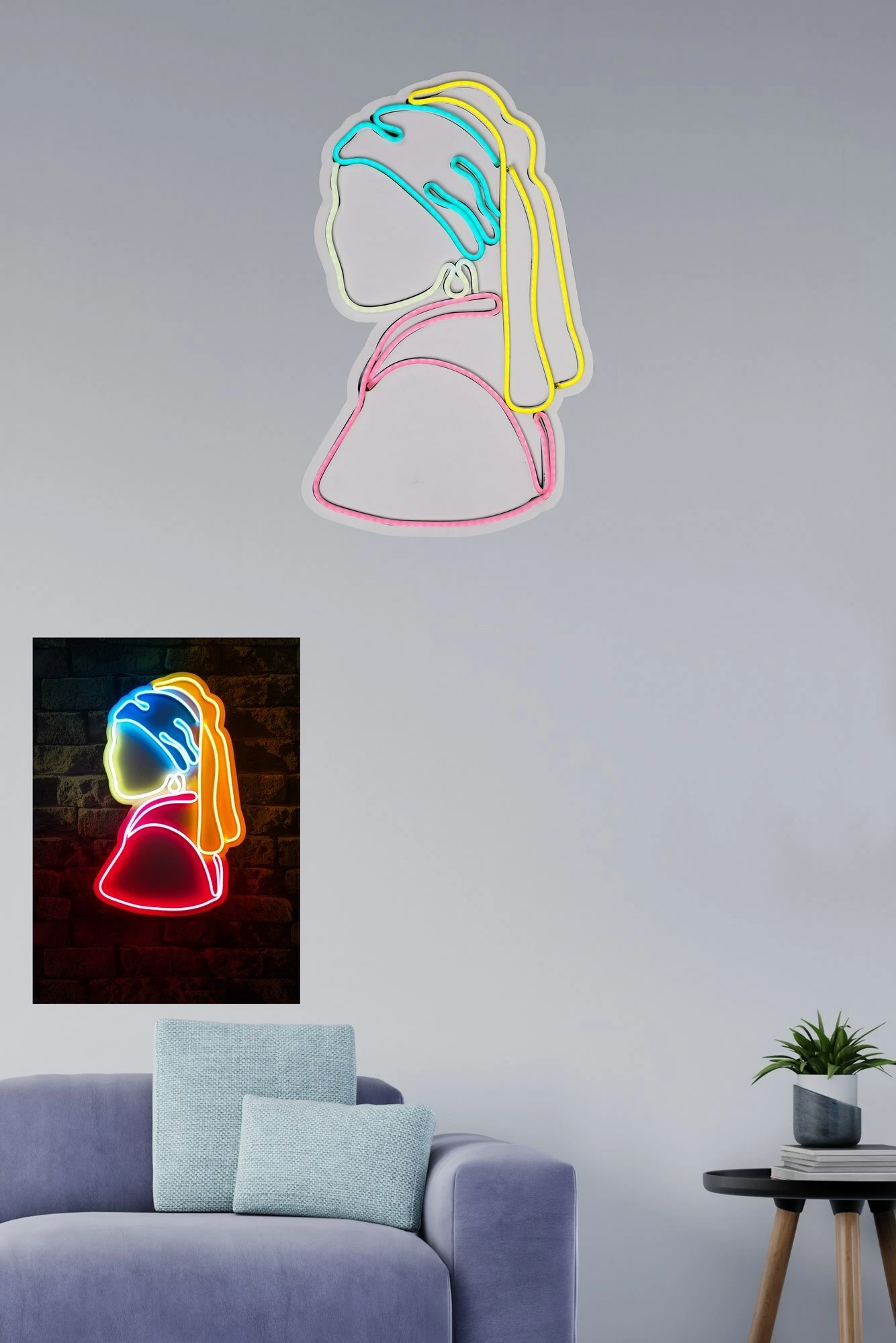 Dritë dekorative LED plastike, Girl With A Pearl Earring, ngjyra të ndryshme, 47x25x2cm