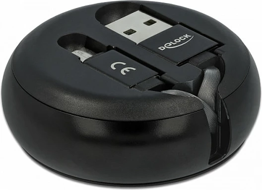 Kabllo USB DeLOCK retraktuese USB-A në Micro-USB, 0.92 m, USB 2.0, e zezë