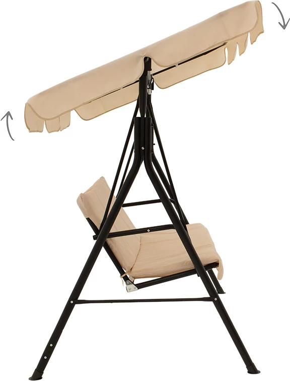 Lëkundëse kopshti Globo, metal i zi, material bezhë, 170x110x153cm