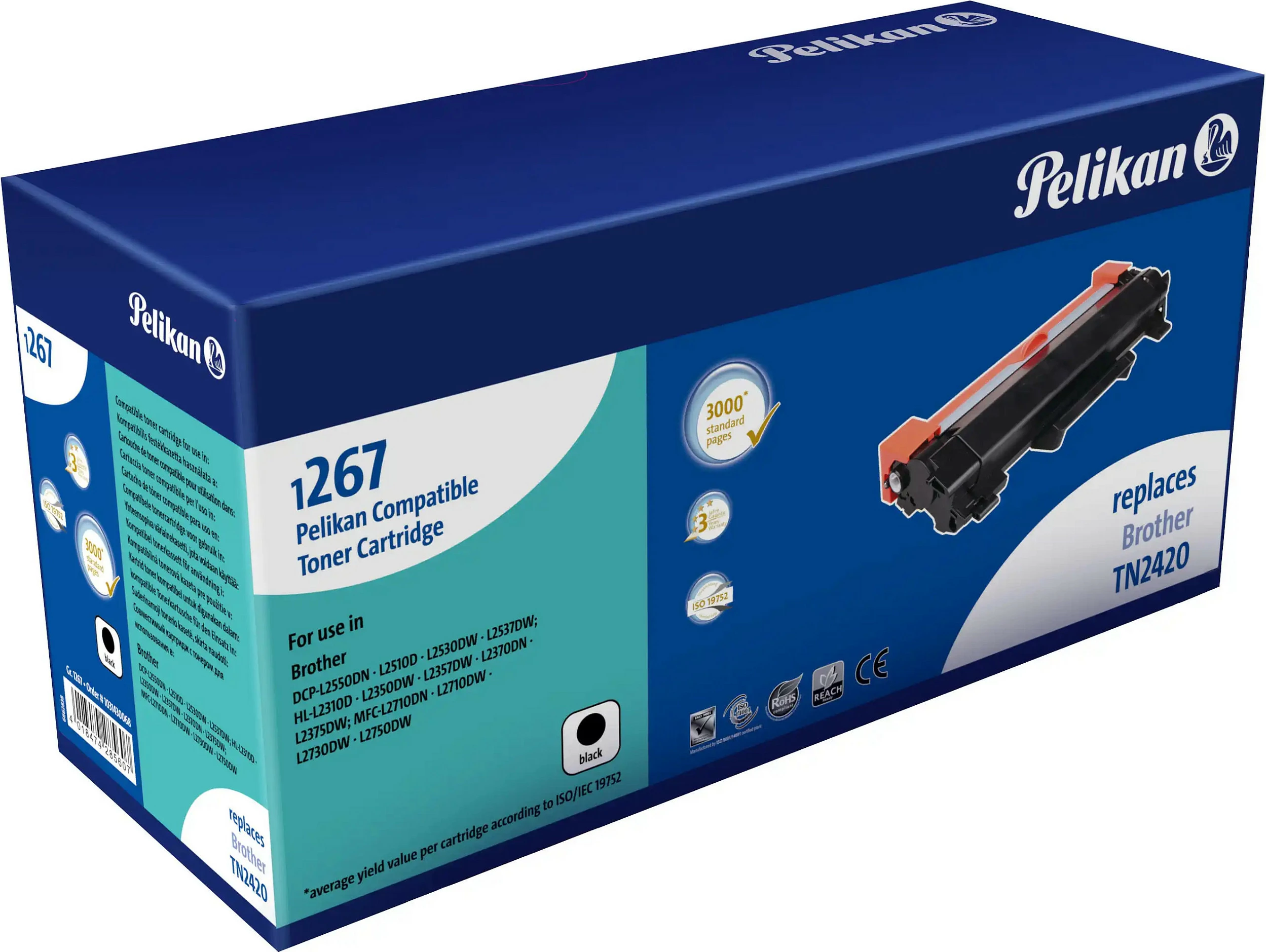 Toner Pelikan kompatibil Brother TN-2420, 3000 faqe, i zi