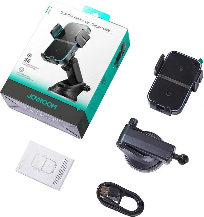 Mbajtës telefoni me karikues wireless Joyroom JR-ZS246 S, i zi