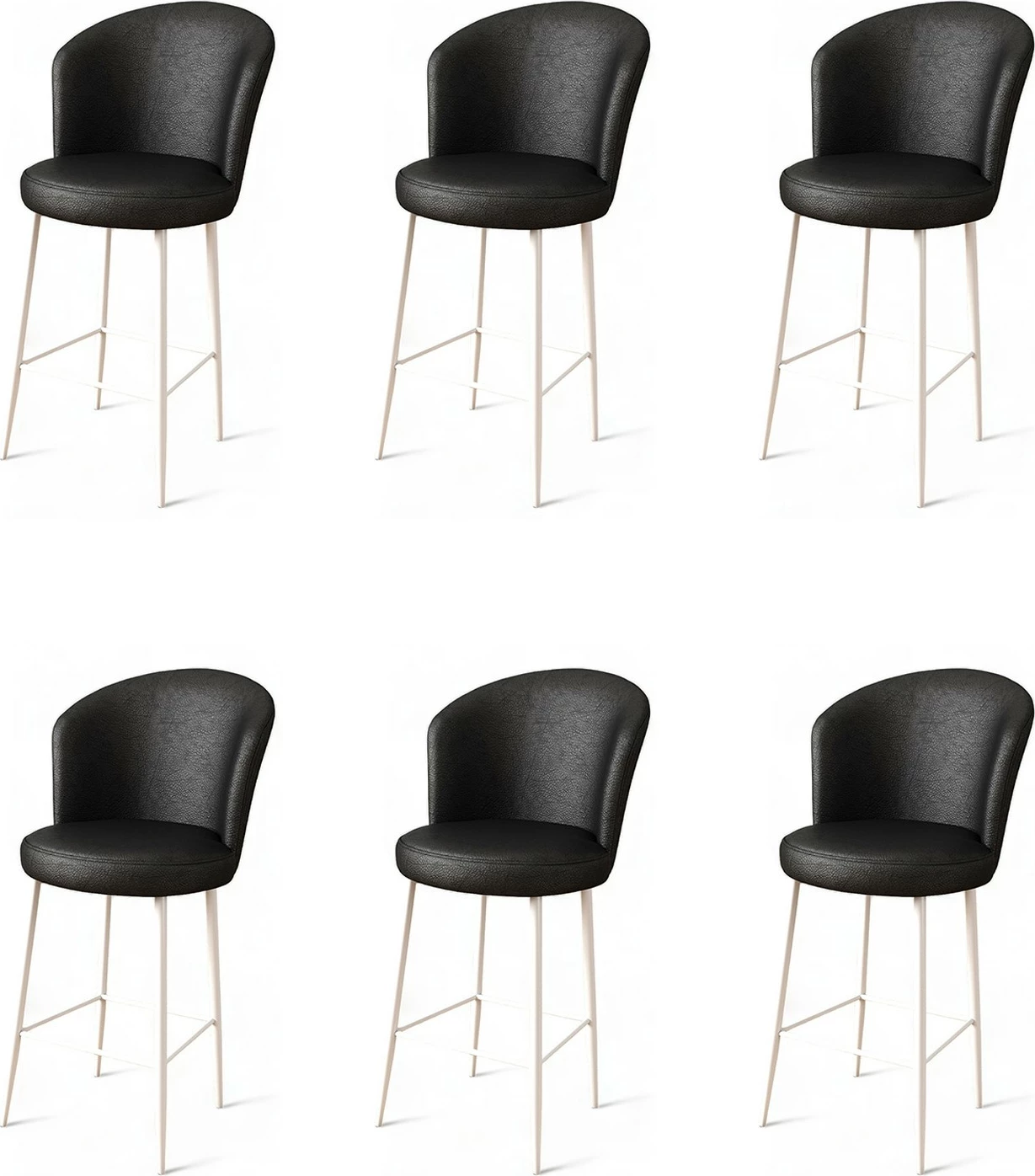 Set karrigesh për bar (6 copë), Hanah Home Uras, e zezë dhe e bardhë