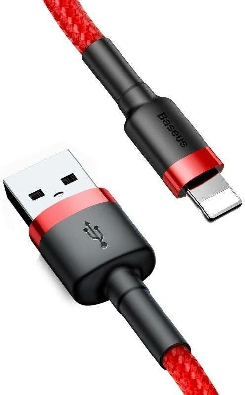 Kabllo USB Lightning Baseus Cafule, 0.5m, 2.4A, e kuqe