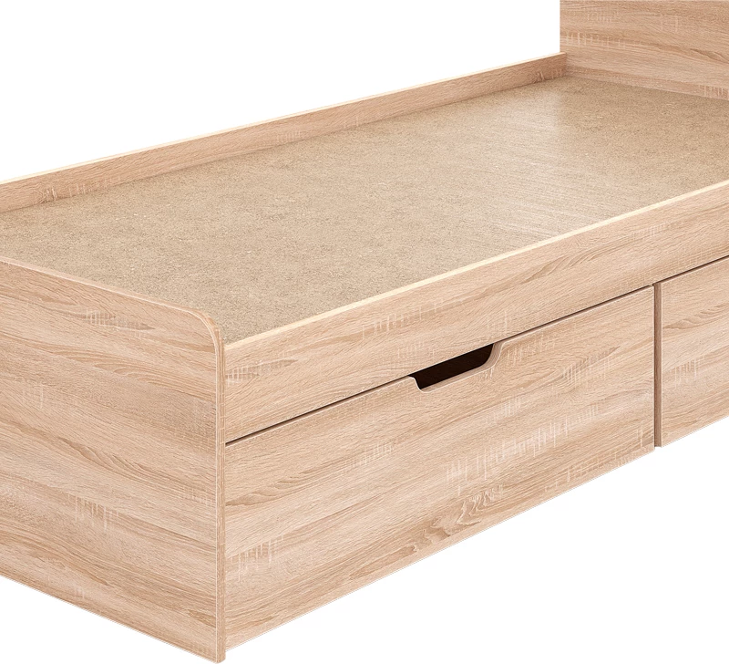 Krevat Regan me sirtarë, ngjyrë lisi, 90x200cm