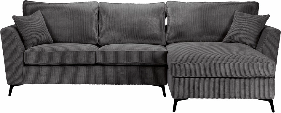 Këndare BOEL, e djathtë, kadife gri Lincoln 90, 280x170x92