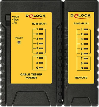 Komplet veglash për kabllo rrjeti DeLOCK 86105, me tester RJ45/RJ11, e zezë/bardhë