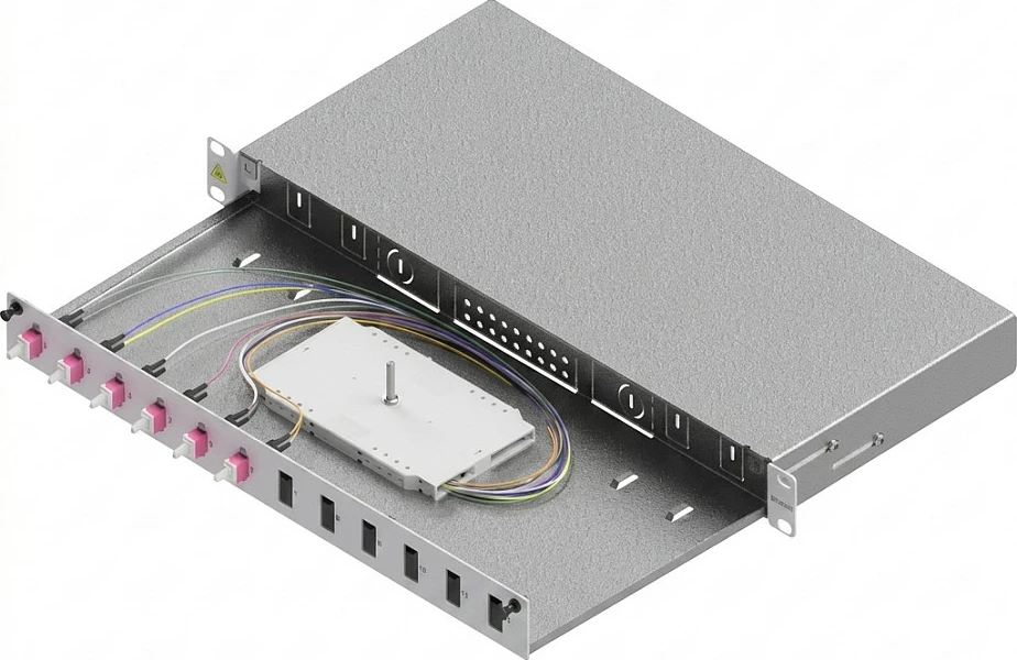 Spleibox fibër optike EasyLan LWL Grade C, 19" 1U, 12 porta, 6x LC-Duplex, OM4