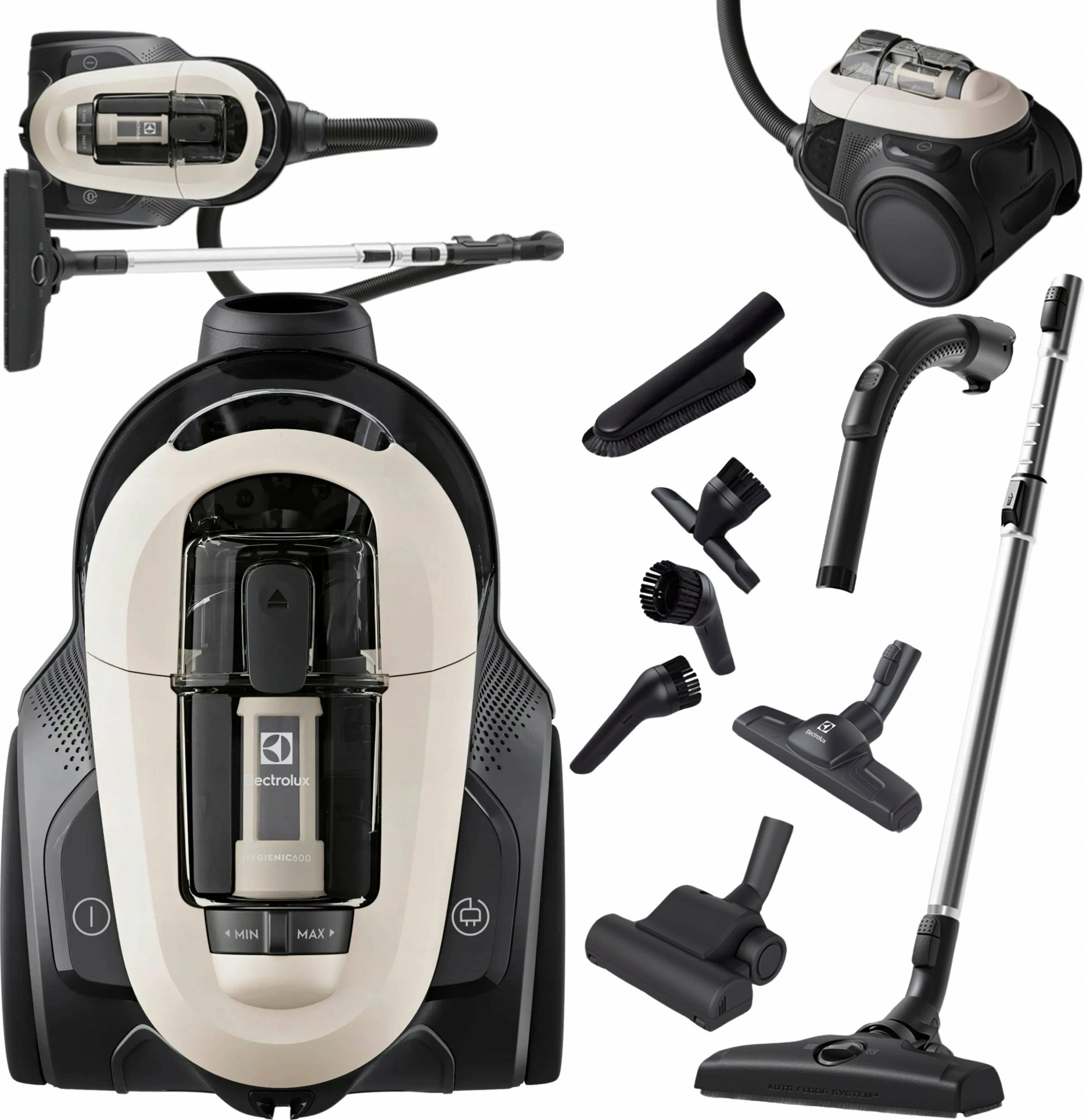 Fshesë me korrent Electrolux EL61H4SW 550W, 1.6L, HEPA 13, pa qese, 12 m rreze, e zezë