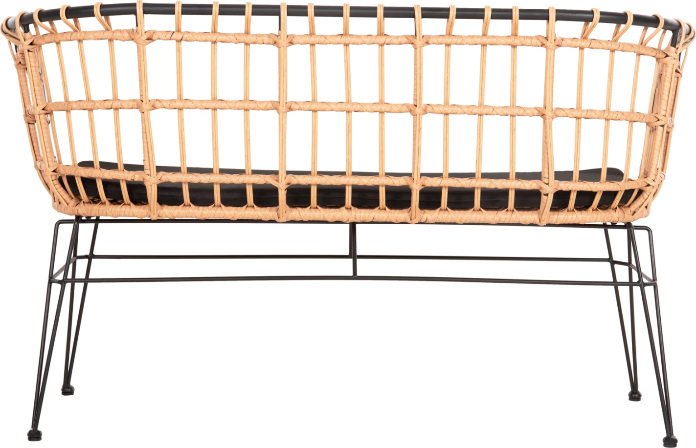 Divan për jashtë, dy ulëse, ALLEGRA, FH5692.11, ratan sintetik, ngjyrë bezhë dhe e zezë, 125x60x77 cm