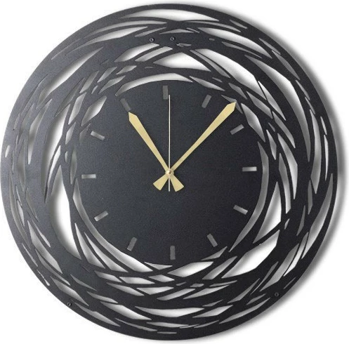 Orë muri dekorative prej metali, Wallity, WATCH-042, e zezë, 50x50cm