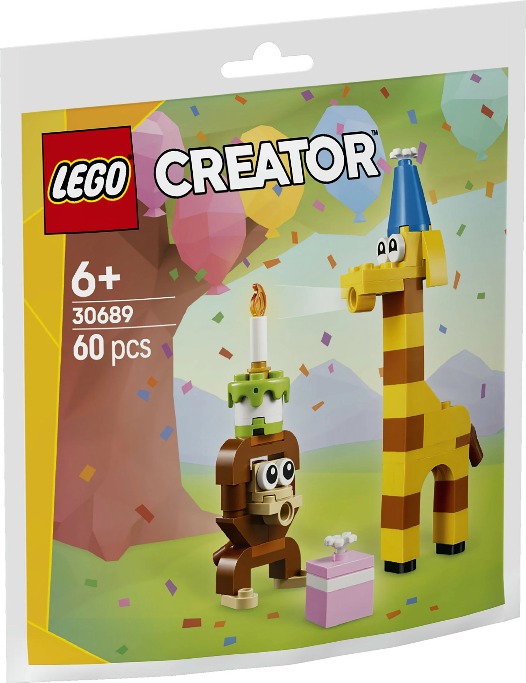 Set ndërtimi LEGO Creator Birthday Party Animals 30689, 60 copë, shumëngjyrësh