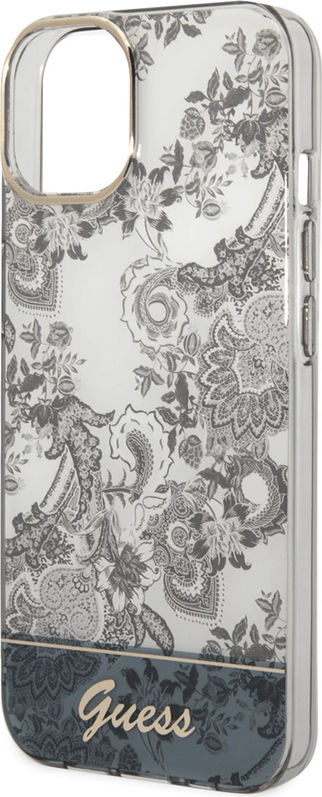 Mbështjellës Guess GUHCP14MHGPLHG për iPhone 14 Plus, Toile De Jouy (Porcelanasta Collection), gri/bardhë