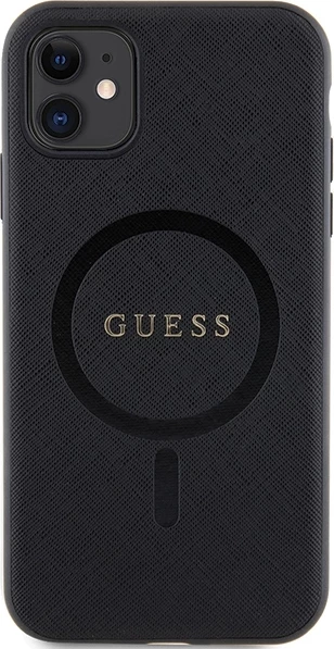 Mbështjellës Guess GUHMN61PSAHMCK për iPhone 11/XR, Saffiano MagSafe, i zi