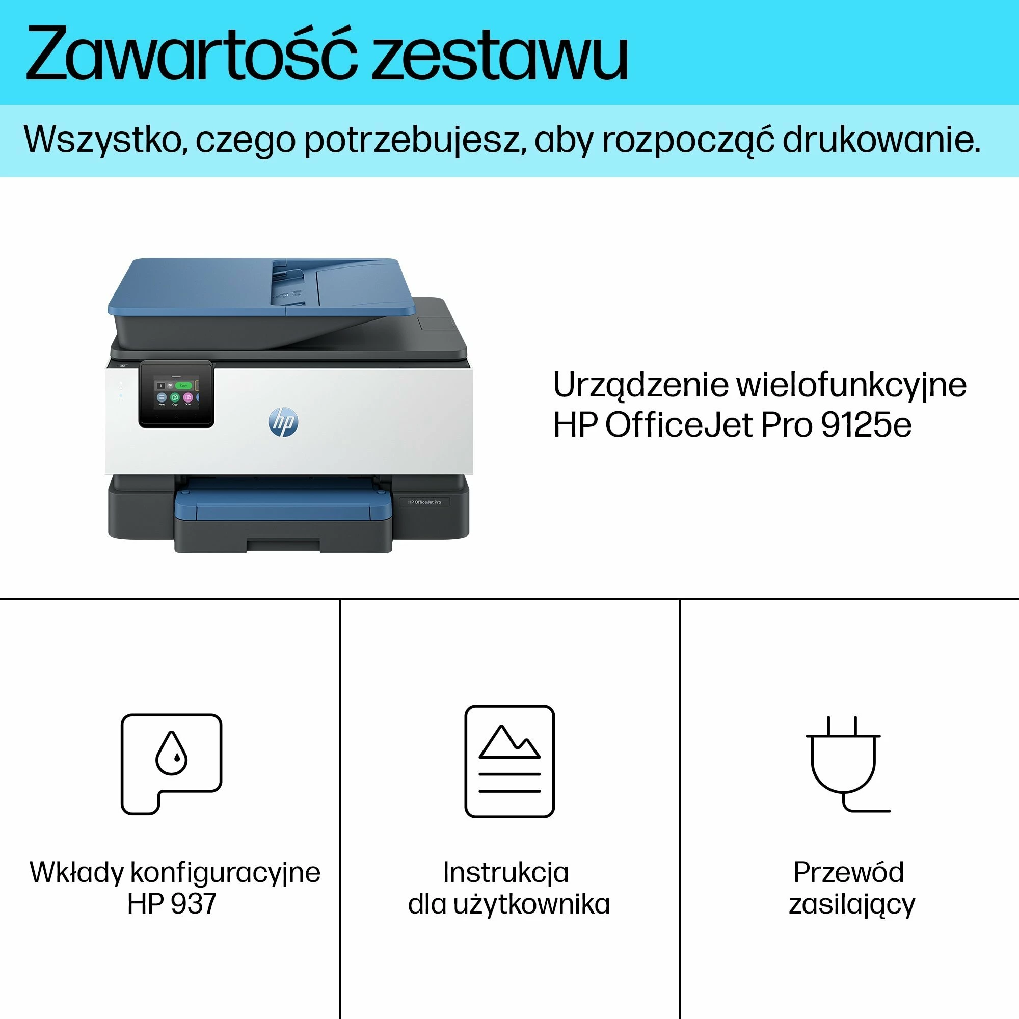 Printer multifunksional inkjet HP OfficeJet Pro 9125e (403X5B), A4, Wi‑Fi/Ethernet/USB, duplex print/scan, ADF, 512 MB, bardhë/gri
