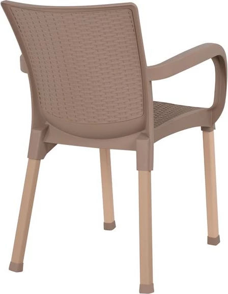 Karrige me krahë, polipropilenë, këmbë alumini, FH5591.02, ngjyrë kapuçino, 60x60x82 cm