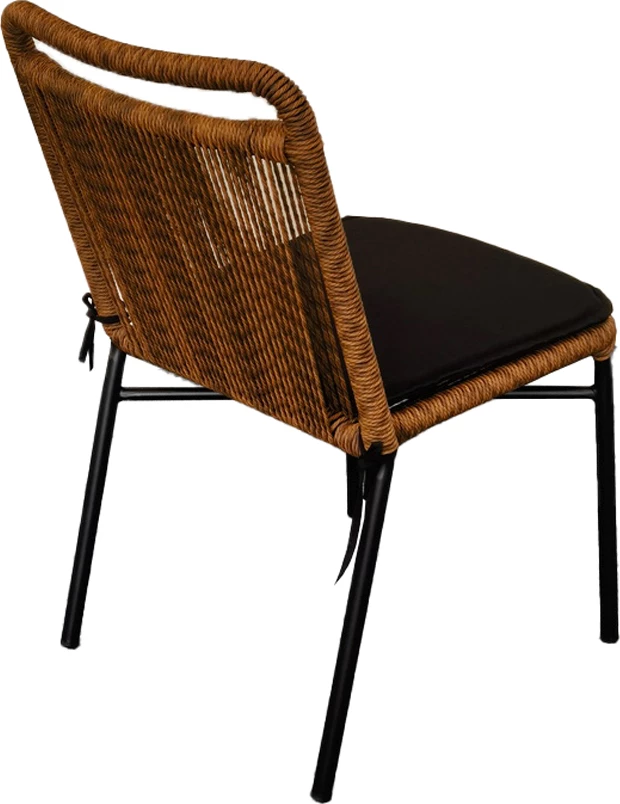 Karrige Hang, ratan sintetik natyral i errët, jastëk i zi, 48x61x83cm