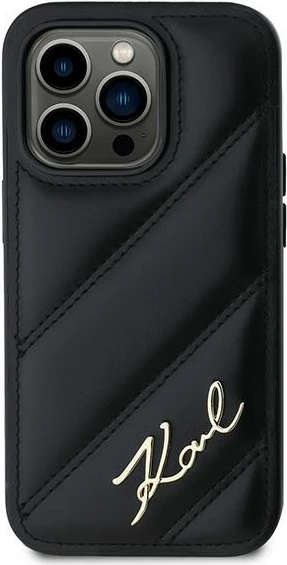 Mbështjellës Karl Lagerfeld Diagonal Quilted Script për iPhone 14 Pro Max, i zi
