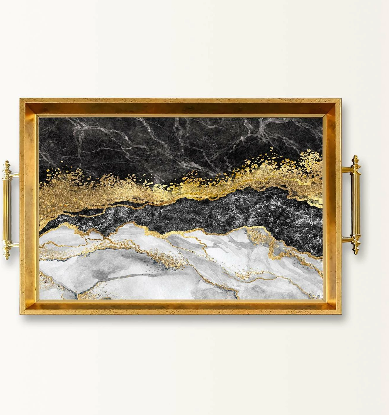 Tabaka dekorative prej qelqi, shumëngjyrëshe, Aberto Design, TPEA10031, 50x29x3.5cm