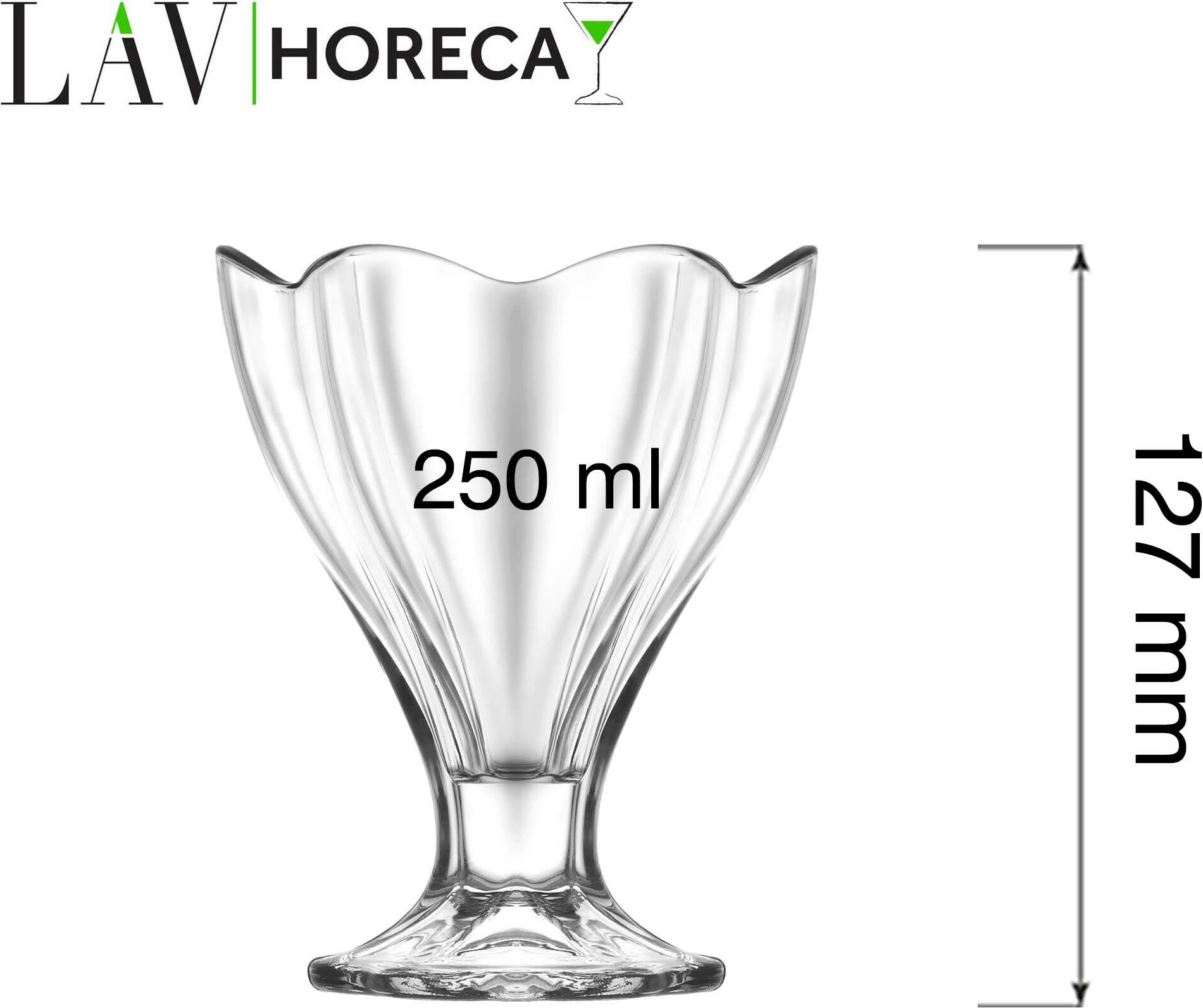 Tas deserti LAV Siena 250 ml, transparent, set 6 copë