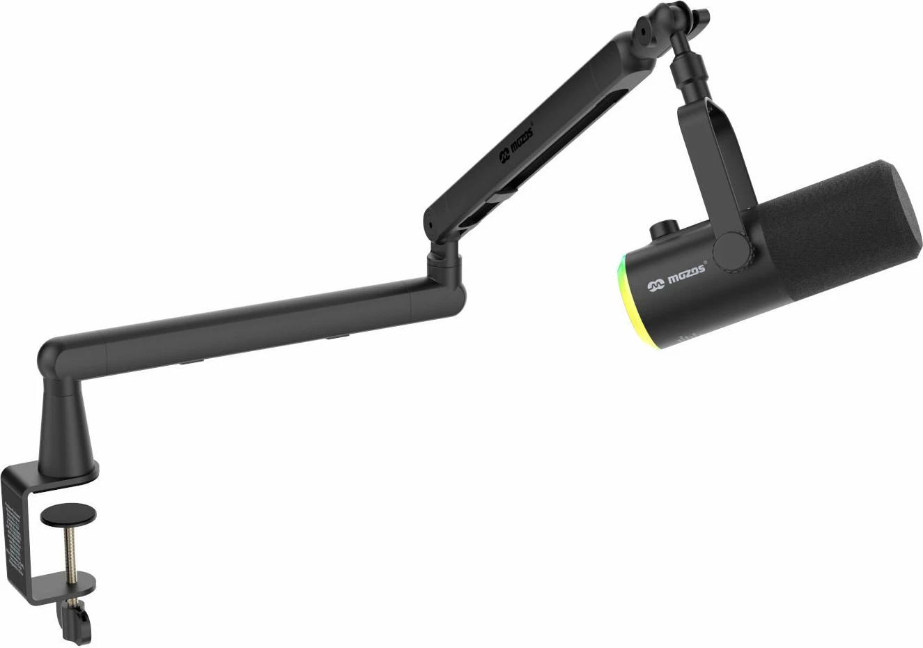 Mikrofon dinamik Mozos TAM8 v2, USB-C/XLR, kardioid, i zi, set me krah tavoline dhe kabllo