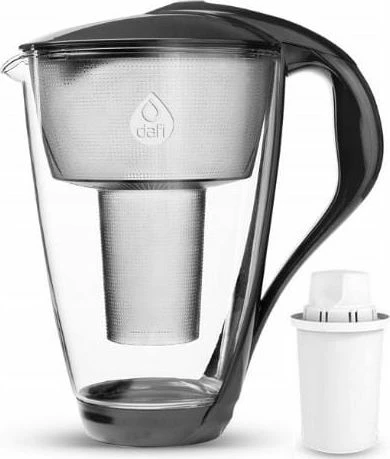 Bokal filtrues uji Dafi Crystal LED 2.0 L qelq, 150 L, me indikator LED, i zi, 1 fishek
