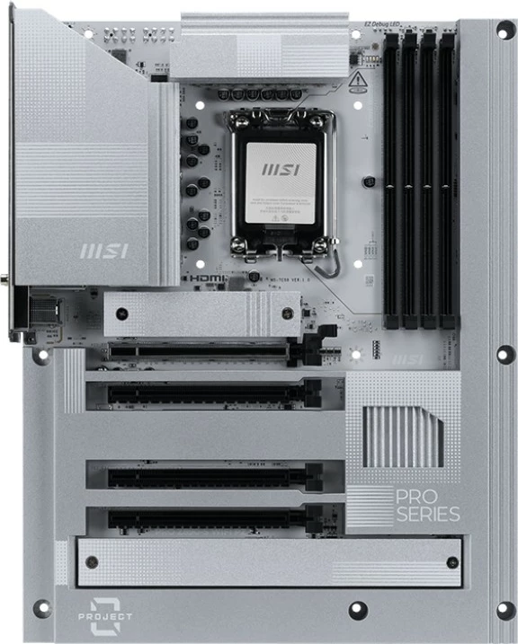 Pllakë amë MSI PRO Z890-S WIFI PZ, Intel, LGA 1851, 256 GB, DDR5-SDRAM, Argjendtë/Bardhë