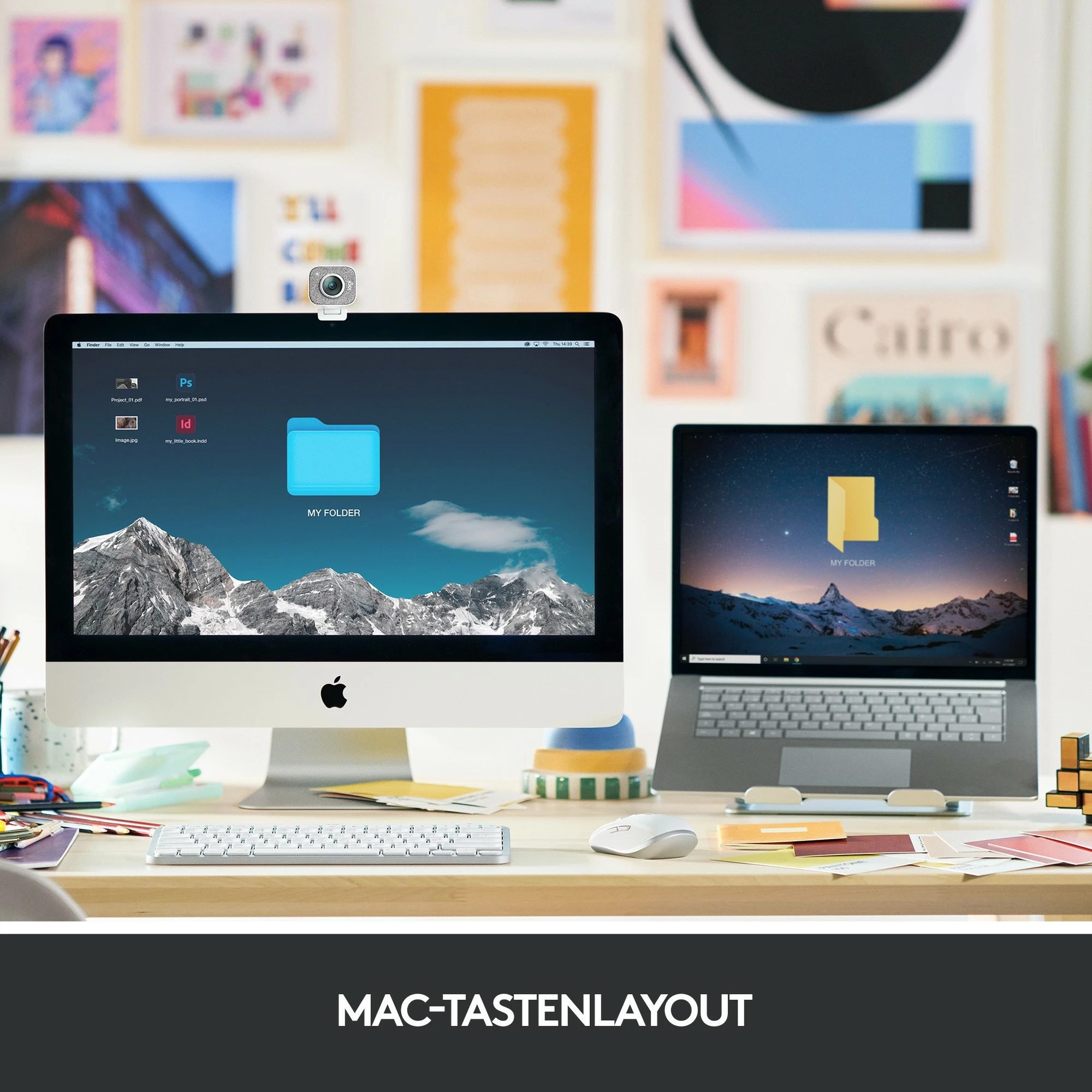 Tastierë mini Logitech MX Keys Mini për Mac, wireless, Bluetooth, LED, bardhë