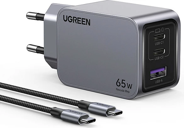 Karikues universal Ugreen 25871, 65W, 2x USB Type-C, 1x USB, gri