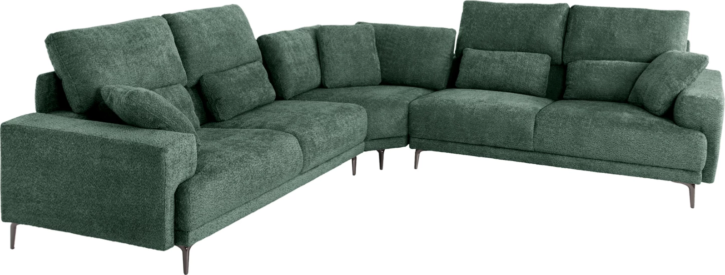 Kënd divani SYMMET FH3269.05, pëlhurë jeshile, këmbë antracit me shkëlqim, 314x236x90-102H cm