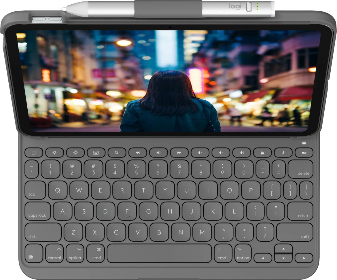 Mbështjellës tastierë Logitech Slim Folio, QWERTZ, iPad (10th gen), Gri