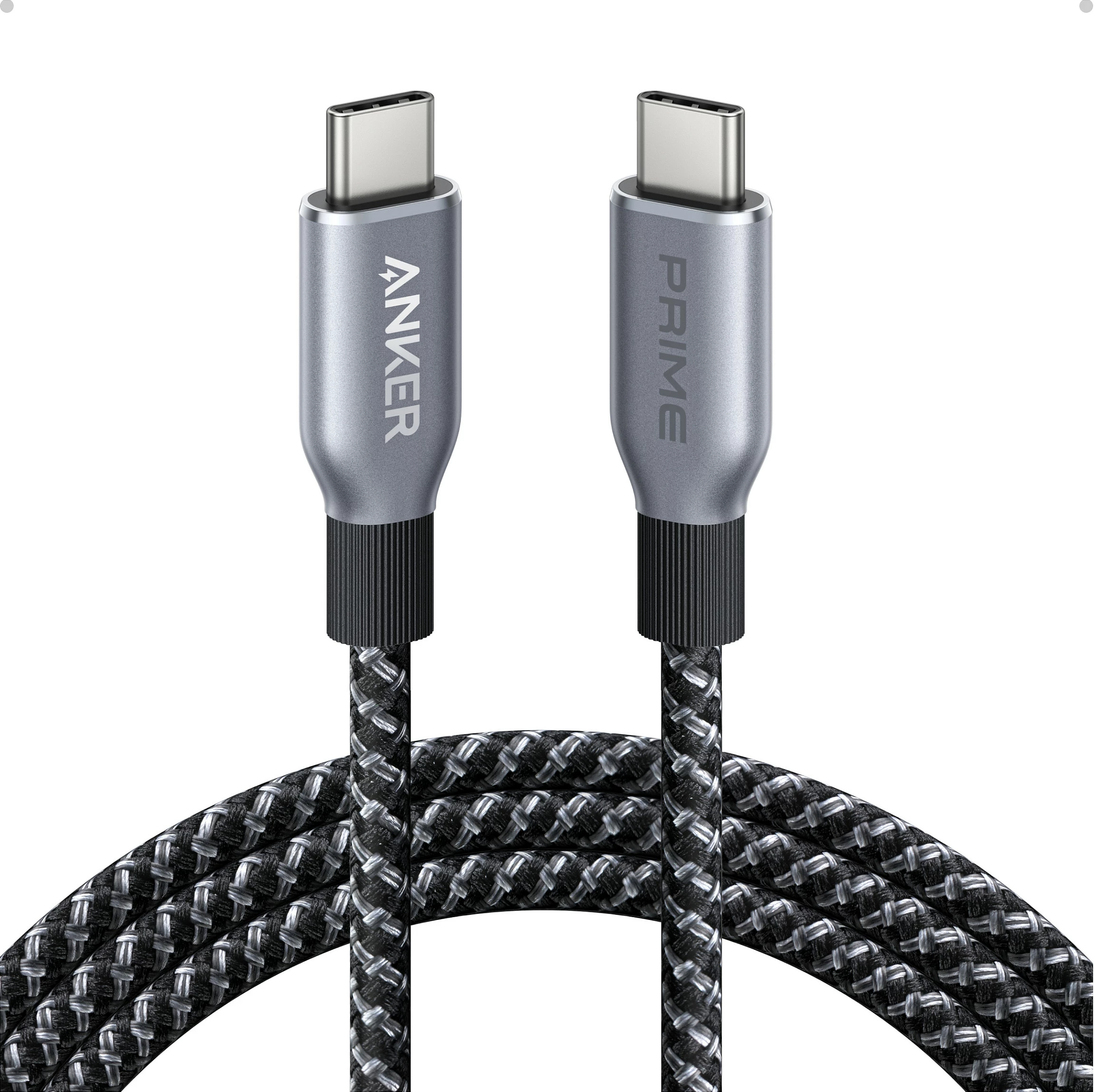 Kabllo USB-C në USB-C Anker Prime, e thurur, gri/zezë
