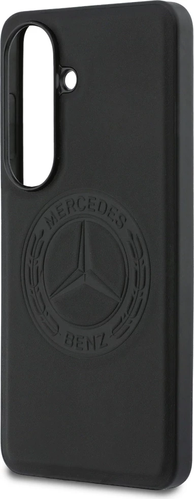 Mbështjellës Mercedes-Benz Leather Vintage Logo për Samsung Galaxy S26, kompatibil me MagSafe, lëkurë natyrale/TPU/PC, zi, në kuti