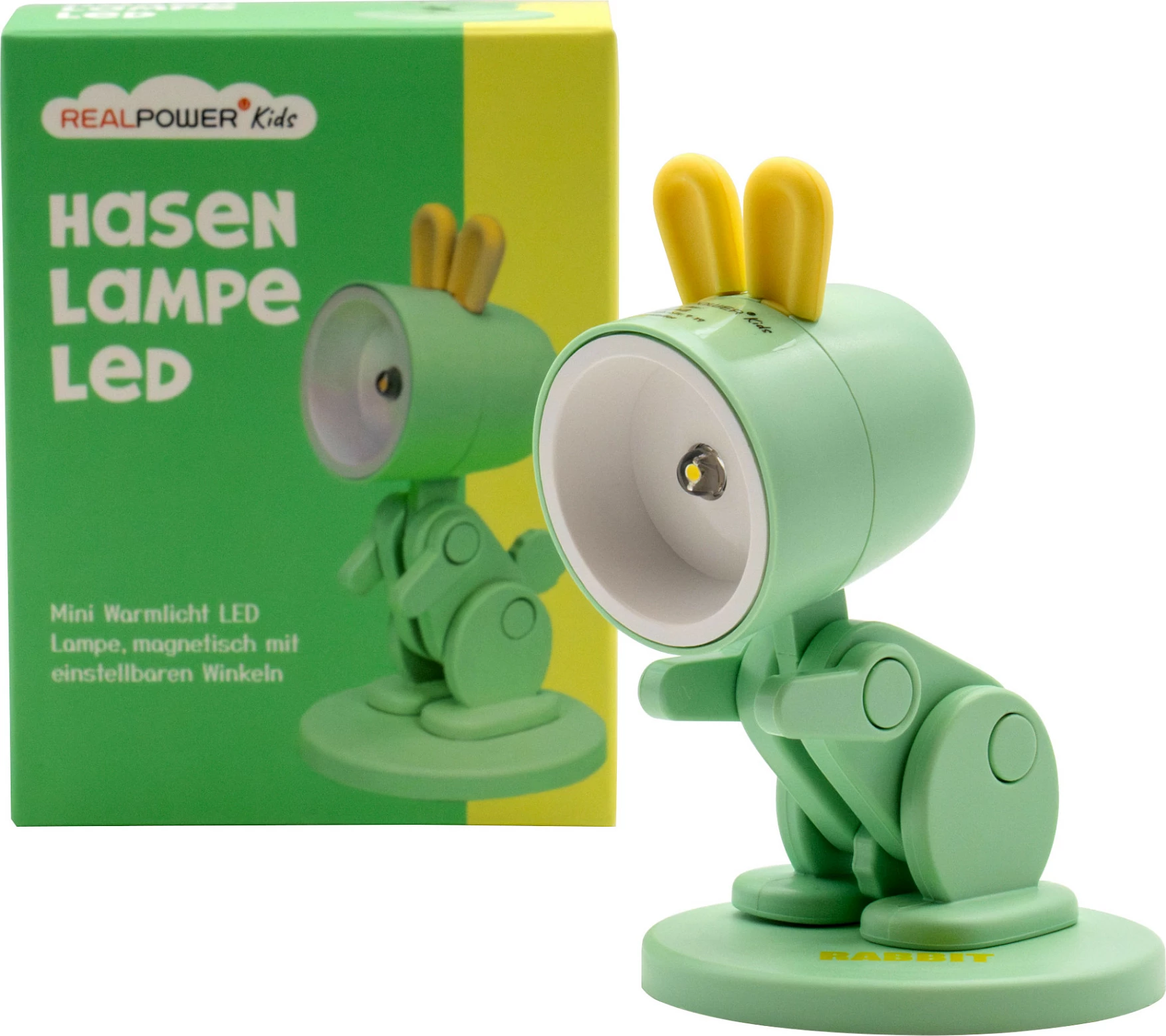 Llambë dore LED RealPower Green Rabbit me bazë rrotulluese, 3x LR41, jeshile/verdhë