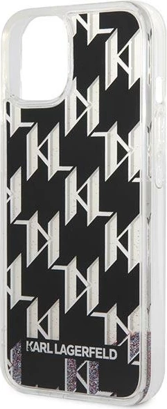 Mbështjellës Karl Lagerfeld KLHCP14MLMNMK për iPhone 14 Plus 6.7", hardcase, Liquid Glitter Monogram, zi
